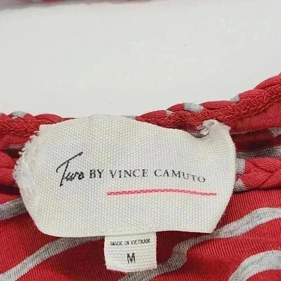 TWO By Vince Camuto Braided  Cap Sleeve Striped Women's Blouse M - Picture 6 of 7